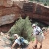 Examining a sinkhole on the devil&#039;s kitchen trail