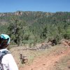 Hiker looks at the Mogollon rim from the Drew trail