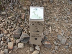 Sunrise mountain trail marker